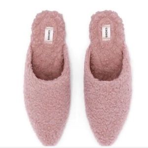 Birdies “The Lark” Faux Shearling Pink Mules, size 7